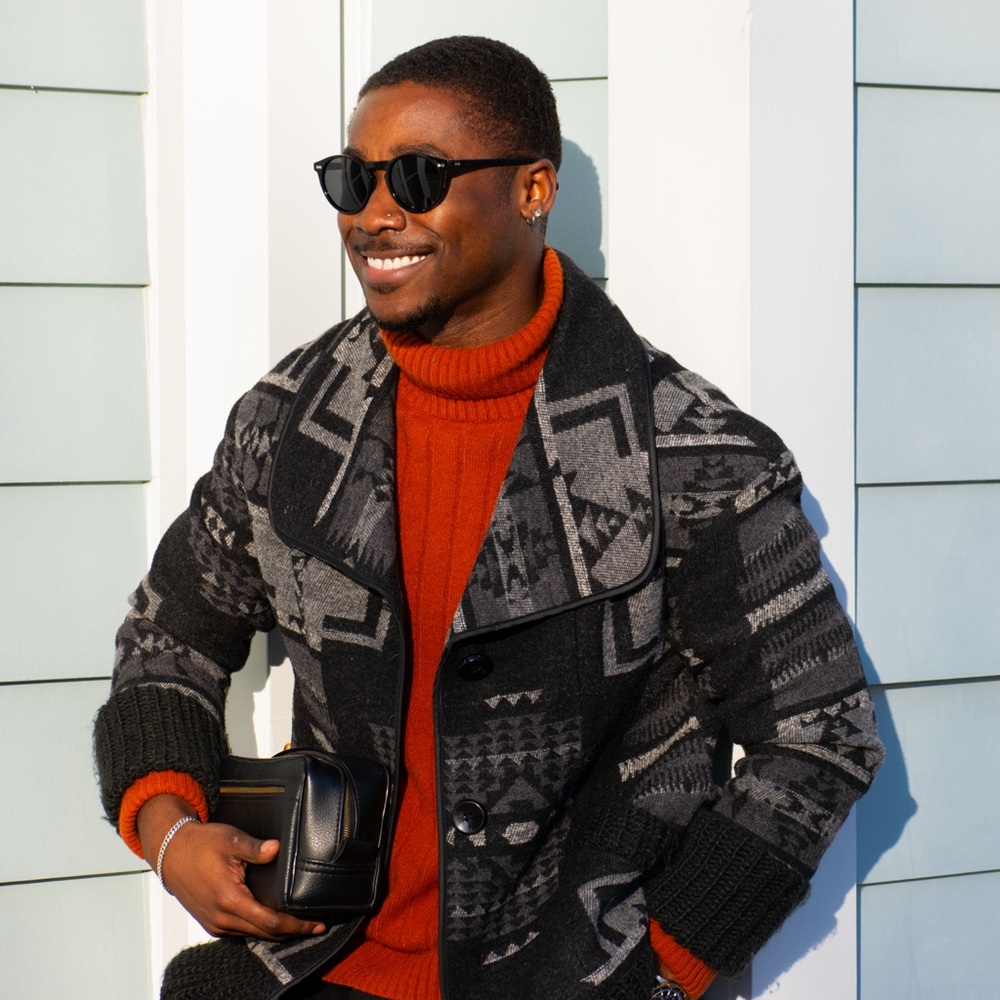 Grey and Black Peacot with Knit Details